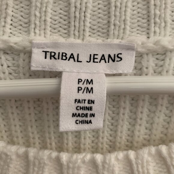 Women's Tribal Jeans Lambs Wool Cream Knit Sweater Petite Medium - Picture 2 of 8